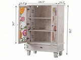 French Country Accent Cabinet with 2 Glass Doors and Drawers,Tall Storage Cabinet With ,Modern W2263P505436