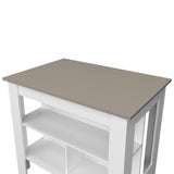 ZUN Aztec Kitchen Island in Melamine with Open Storage, Taupe/white B128P237144