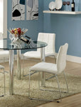 ZUN White Color Leatherette 2pcs Dining Chairs Chrome Metal Legs Dining Room Side Chairs B011136660