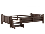 Twin Size Floor Bed with Storage Bookcases, Solid Wood Kids Floor Bed with Cute Stairs and W1580P390217