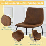 A set of 2 Retro Brown Suede Bar Chairs,Comfortable stools suitable for industrial and vintage style W3226P279063