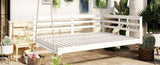 TOPMAX Acacia Wood Porch Swing Bed for Outdoor with Hemp Ropes - Full Size Patio Hanging Bed, 350lbs N717P265860K