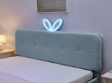 Queen Size Kids Upholstered Bed with Oversized Rabbit Ear Headboard, LED Light & 4 Storage Drawers, W1413P384928