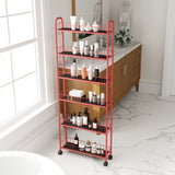 Red 6-Tier Rolling Cart Gap Kitchen Slim Slide Out Storage Tower Rack with Wheels,6 W2167P195981