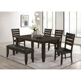 ZUN Cappuccino and Black Upholestered Dining Bench B062P153586