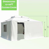 12'x16' Gazebo Cover for Hardtop Gazebos, Outdoor Universal Winter Gazebo Cover with Sidewalls and W1859P227656