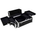 ZUN 4-in-1 Draw-bar Style Interchangeable Aluminum Rolling Makeup Case Black 67069398