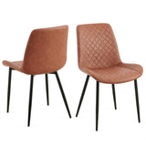 ZUN Brown Leathaire Dining Chairs Set of 2,Mid-Century Modern Leathaire Chairs Kitchen Living Room W1164P225828