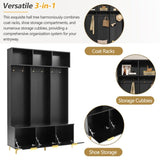 ON-TREND Modern Large Storage Hall Tree with Bench, Multi-functional Storage Bench with High Gloss N721P180460B