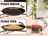 36 inch Bird Baths for Outdoors, Vintage Metal Garden Bird Bath with Solar Lamp and Flower Planter 98260566