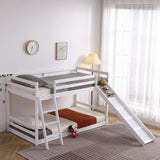 Elevated Cross Guard Rail with Slide Twin Pine Wooden Bed White 41427487