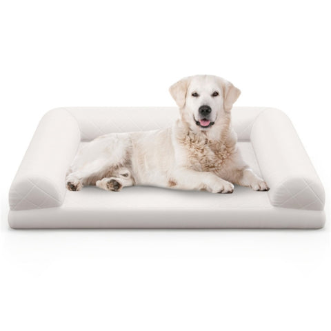 ZUN 36" Orthopedic Dog Bed,Egg-Foam Dog Crate Bed with 3-Side Bolster and Removable Washable Bed 95658556