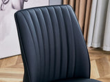 Modern Dining Chairs Set of 4, Black PU Leather Upholstered Chairs with High Back and Chrome Metal W3493P427136