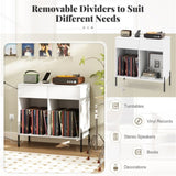 Record Player Storage Stand - Customizable Vinyl Compartments, Built-in Charging Station, Metal Legs 29585110