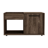 ZUN Coffee Table, One Open Shelf, Single Door Cabinet, Dark Walnut B097132883