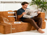 Convertible Sofa Bed with Blanket, Boneless Cloud Couch Queen Scott Fabric for Living Room Bedroom, 45361806