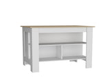 Island 35.4" H, with 3 Shelves, White / Light Pine B097P250891