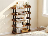 5-Tier Anti-Tipping Open Bookcase with Elevated Legs, Rustic Brown Display Rack for Home Office 96463183