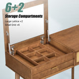 43.3" Classic Wood Makeup Vanity Set with Flip-top Mirror and Stool, Dressing Table with Three N704P165645