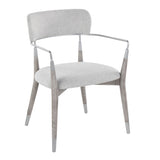 Savannah Contemporary Chair in Grey Brushed Wood and Light Grey Fabric with Silver Accent by B202P223649