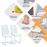 White PU Dining Chair Set.Uniquely designed white dining chairs. PU material, paired with silver W2920P225021
