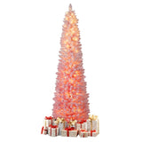 7ft Pink Pencil Christmas Tree, 527 Snow-Flocked Tips, 180 Warm White LEDs w/ 28282556