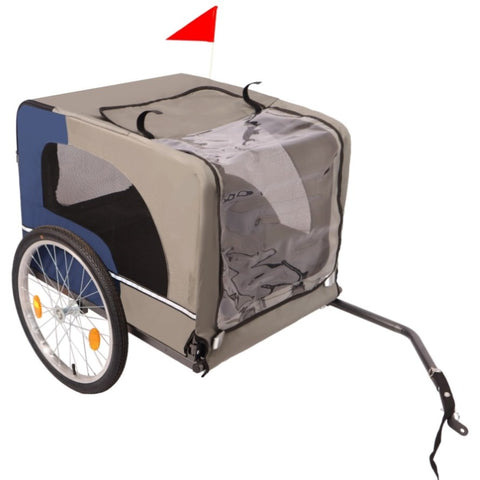 ZUN Dog Bike Trailer, Breathable Mesh Dog Cart with 3 Entrances, Safety Flag, 8 Reflectors, Folding Pet 92880947