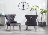 Montura Contemporary Tufted Velvet Chair with Nailhead Trim, Set of 2, Gray T2574P164575