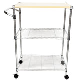 ZUN 3-Tier Rolling Kitchen Trolley Cart Steel Island Storage Utility Service Dining 15773870