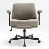 Chair with Wheels and Flip Arms-Comfy Fabric Cross Legged Office Chair with Thick Cushion&Wide Seat, 43759200