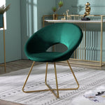 ZUN Slatina Green Silky Velvet Upholstered Accent Chair with Gold Tone Finished Base T2574P164520