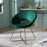 ZUN Slatina Green Silky Velvet Upholstered Accent Chair with Gold Tone Finished Base T2574P164520