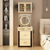 Small Vanity Desk with Mirror and LED Lights, Makeup Table with Charging Station and drawers and 80178219