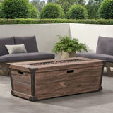 ZUN Outdoor Patio Concrete Fire table, Rectangle Gas Burning 56-Inch Fire Pit - 50, 000 BTU, Wood 27714254