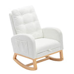 ZUN Accent Rocking Chair with Footrest High Back Rubber Wood Rocking Legs Bedroom Living Space 26.77D X W2231P143508