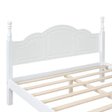 Queen Size Wood Platform Bed Frame,Retro Style Platform Bed with Wooden Slat Support,White WF308185AAK