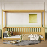 Twin Size Canopy Bed Frame with Guardrails for Kids,Floor Bed Twin with Four Poster Design,Kids W1858P252839