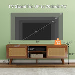 ZUN Mid Century Modern Rattan TV Stand for 55/60/65 inch TV , Entertainment Cabinet, Media Console for W2977P224349