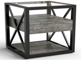 Set of 2 Modern End Table with Drawer - Nightstand for Bedroom Living Room, Rustic Wood Grain MDF W241P246927