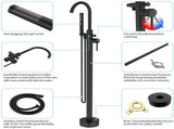 Freestanding Bathtub Faucet Tub Floor Mount Bathroom Faucets Brass Single Handle with Hand Shower 18737631