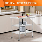 Stainless Steel Table with Wheel Caster 24 x 36 Inches Metal Food Prep Work Table with 2 Adjustable W1192P301449