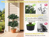Set of 2 36" Artificial Boxwood Topiary Trees with Flowers, Indoor Outdoor Faux Plants 33264866