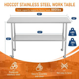 Stainless Steel 24 x 60 Inches Metal Prep with wheels Adjustable Undershelf, Stainless W1192P340898