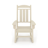 Beige Traditional Porch Rocker Classic HDPE Poly Lumber for Porch, Patio, and Garden Comfort B195P198775