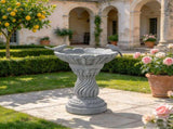 16.54" Garden Bird Bath Statue, Magnesium Oxide Grey Pedestal Birdbath, Outdoor Bird Feeder Bowl W6572P574583