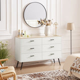 ZUN 6 Drawer Dresser for Bedroom with Deep Drawers, Wood & Chest of Drawers, Modern White Long 77098686