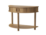 31.5-Inch Grooved Half-Moon Console Table, Farmhouse Sofa Table Behind Couch, Modern Entryway Table, 07132304