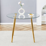 Round dining table with glass top, gilded metal legs, exquisite living, starting from details, W1151P205872