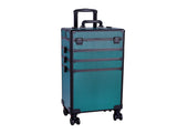 4-in-1 Draw-bar Style Interchangeable Aluminum Rolling Makeup Case-Dark Green 58641753