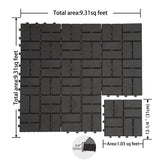 Patio Interlocking Deck Tiles, 12"x12" Square Composite Decking Tiles, Four Slat Plastic Outdoor W1859P184874